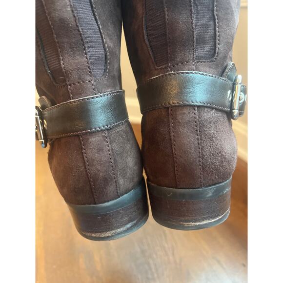 Marc Fisher Riding Boots Dark Brown Leather and Suede Sz 7 - Picture 6 of 8
